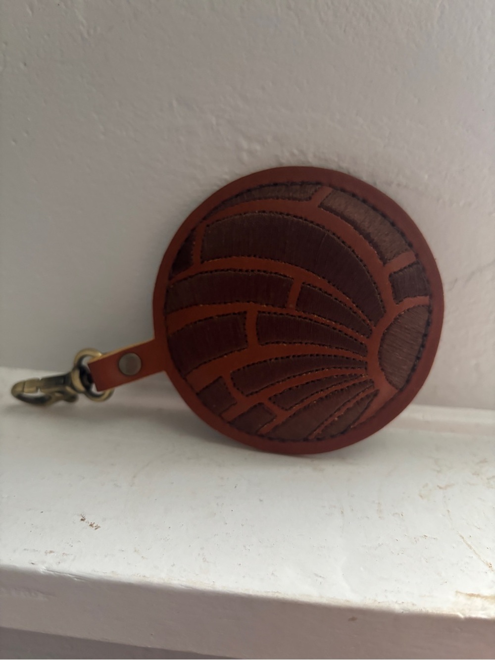 Portland leather goods Concha  Keychain - chocolate